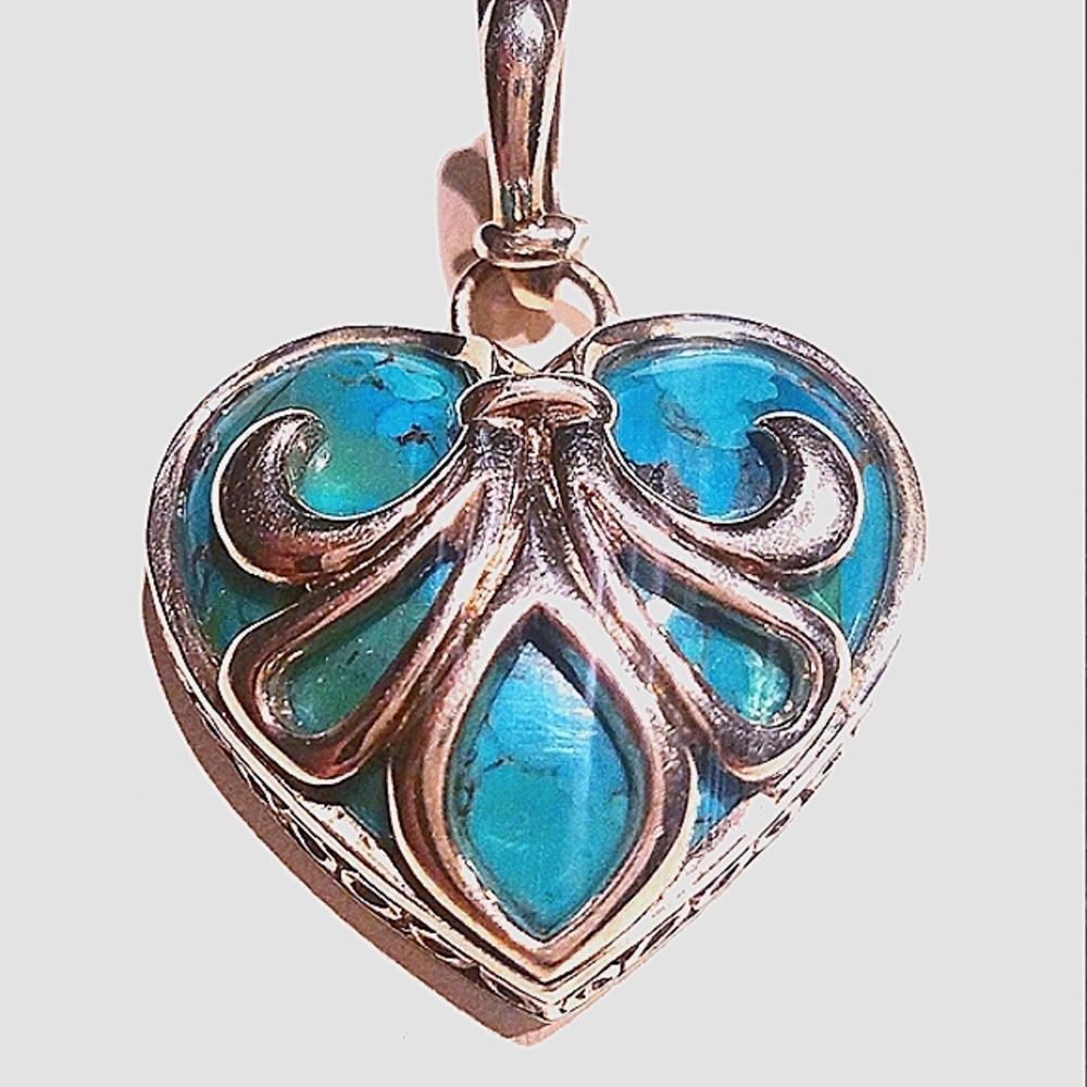 Touqouise Solid Silver Necklace Heart Necklace